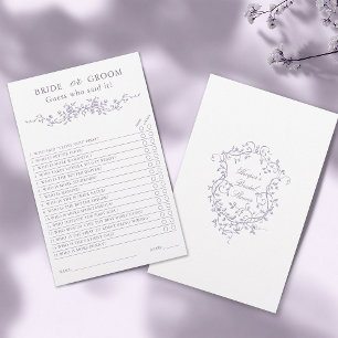 Jeu de mariage 'Mariée ou Marié' au lavande frança