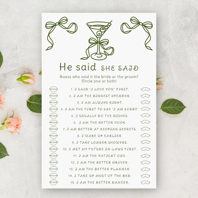 Jeu de mariage Martini bow He said she said (Créateur téléchargé)