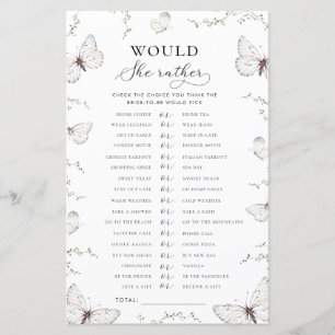 Jeu de mariage papillon "Plutôt que" pour la marié