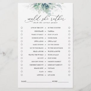 Jeu de mariage 'Plutôt des succulentes ou de la ve