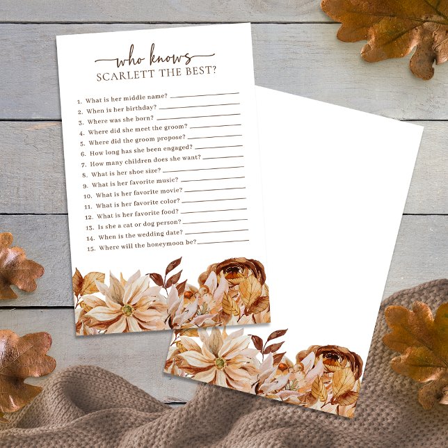 Jeu de mariage : Qui connaît le mieux la mariée (Bridal Who Knows The Bride Best Game
)