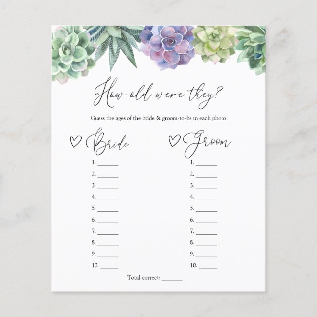 Jeu de mariage Succulent Quel âge avaient-ils la m (Devant)