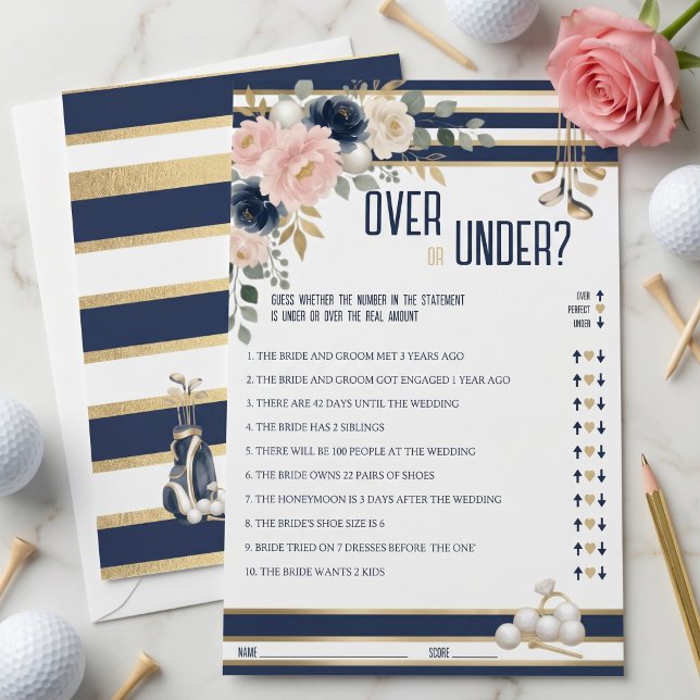Jeu de mariage thème golf Over Under Bleu or (Créateur téléchargé)