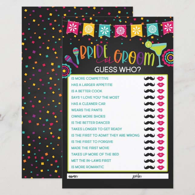 Jeu de mariée ou de chambre - Fiesta (Devant / Derrière)