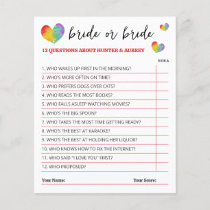 Jeu de mariée ou de mariée aux coeurs arc-en-ciel 