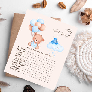 Jeu de mélange de mots bébé Baby Shower