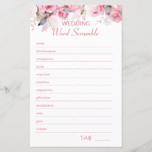 Jeu de mélange de mots pour Baby Shower Rose Pink