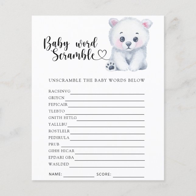Jeu de mélange de mots pour bébé - Ours polaire d' (Devant)