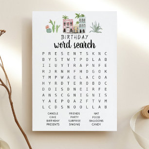 Jeu de mots cachés pour anniversaire Carte de fête