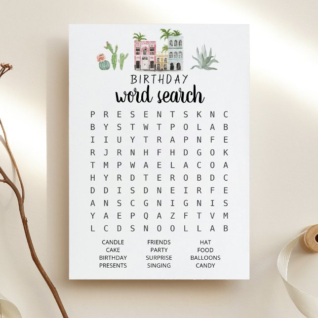 Jeu de mots cachés pour anniversaire Carte de fête (Créateur téléchargé)