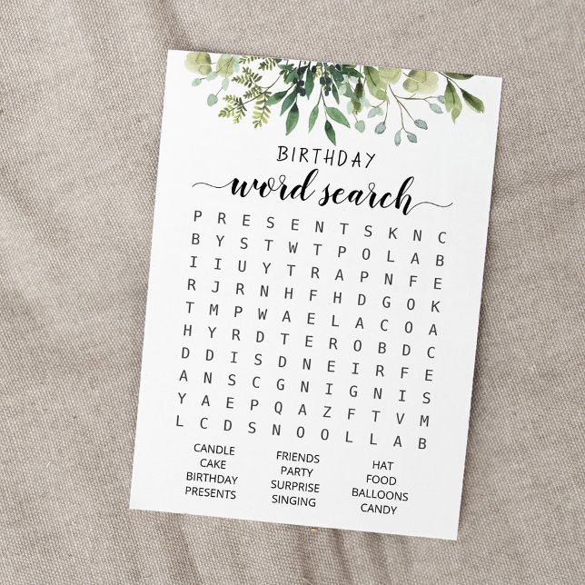 Jeu de mots cachés pour anniversaire Carte pour fê (Créateur téléchargé)