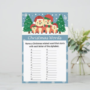 jeu de mots d'alphabet de noël renard d'hiver