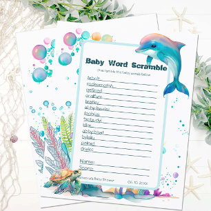 Jeu de mots de Baby shower sous-marin mignons