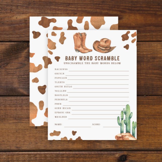 Jeu de mots mêlés Baby Cowboy Shower bébé  (Créateur téléchargé)