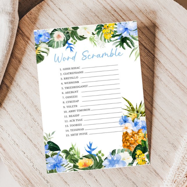 Jeu de mots mêlés Baby Shower Aloha Ananas (Aloha Baby Baby Shower Game)