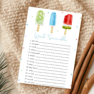 Jeu de mots mêlés Baby Shower Blue Popsicle