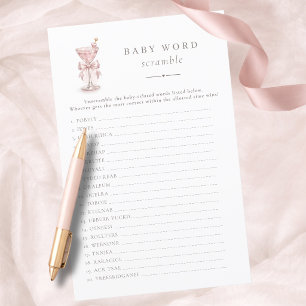 Jeu de mots mêlés Baby Shower Pink Tini One Girl