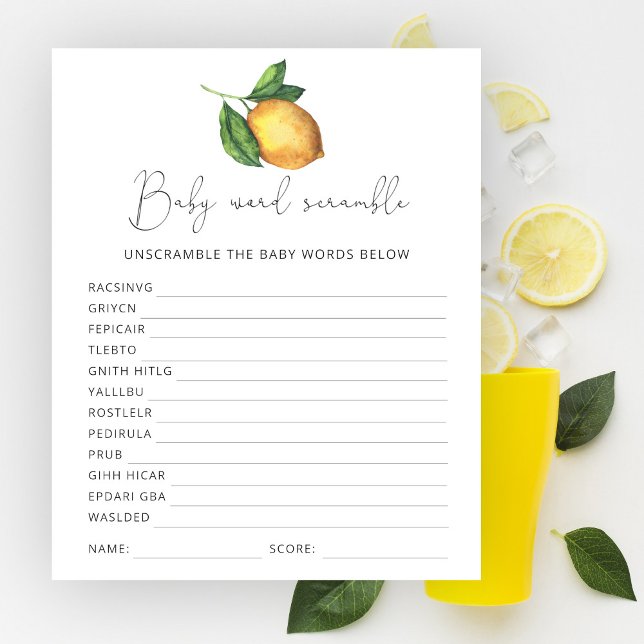Jeu de mots mêlés Baby Shower sur le thème du citr (Créateur téléchargé)