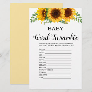 Jeu de mots mêlés Baby Shower Tournesol