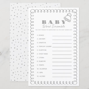 Jeu de mots mêlés bébé chapeau gris dessiné à la m