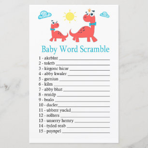 Jeu de mots mêlés bébé dinosaure rouge