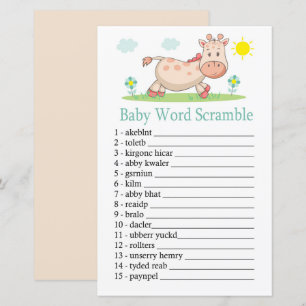 Jeu de mots mêlés Bébé girafe