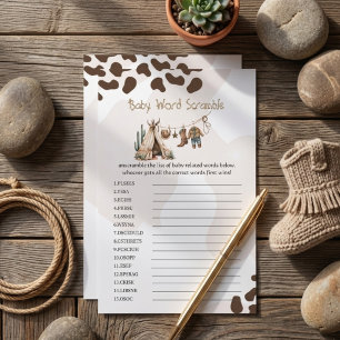 Jeu de mots mêlés cow-boy pour bébé shower rustiqu
