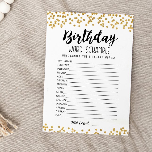 Jeu de mots mêlés d'anniversaire avec carte de rép (Créateur téléchargé)