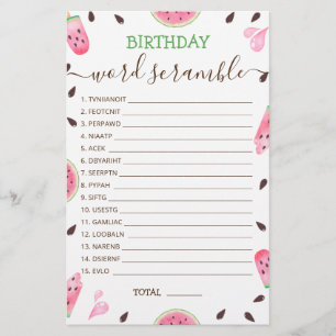 Jeu de mots mêlés d'anniversaire avec réponse Past
