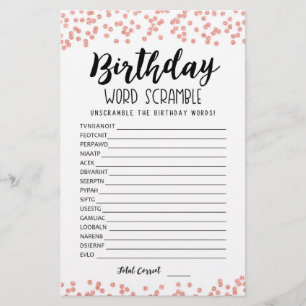 Jeu de mots mêlés d'anniversaire avec réponses