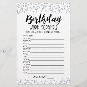 Jeu de mots mêlés d'anniversaire avec réponses
