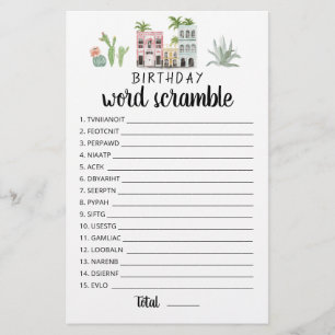 Jeu de mots mêlés d'anniversaire avec réponses