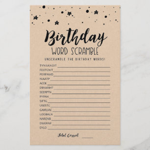 Jeu de mots mêlés d'anniversaire avec réponses