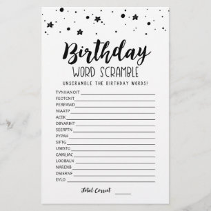 Jeu de mots mêlés d'anniversaire avec réponses