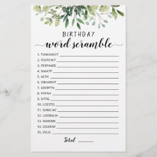 Jeu de mots mêlés d'anniversaire avec réponses