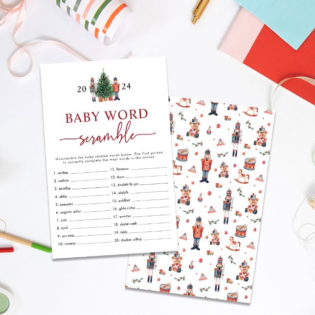 Jeu de mots mêlés de Casse-Noisette (Baby Word Scramble Holiday Nutcracker Baby Shower Game)
