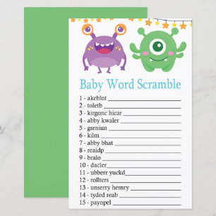 Jeu de mots mêlés Monster Baby
