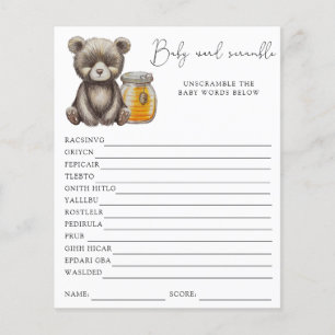 Jeu de mots mêlés ours Jeu de Baby Shower