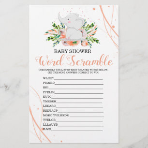 Jeu de mots mêlés pour Baby Shower Fille aux corau