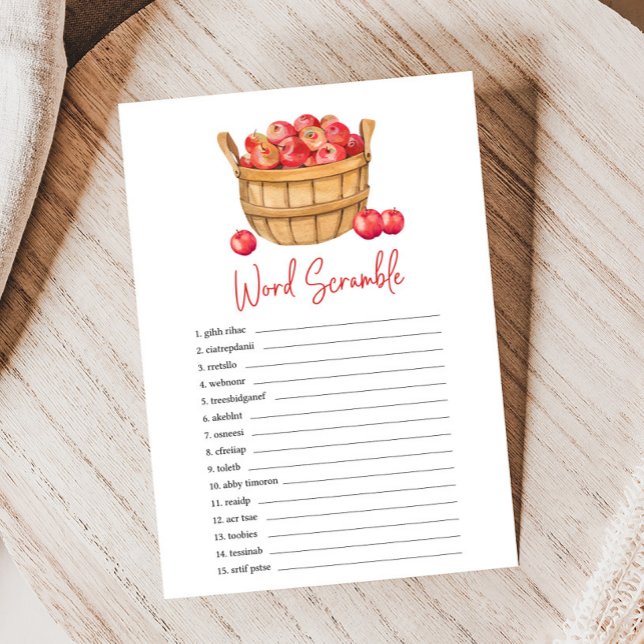 Jeu de mots mêlés pour Baby Shower sur le thème du (Apple Baby Shower Game)