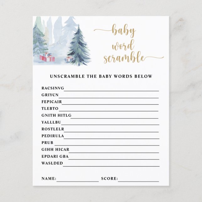 Jeu de mots mêlés pour bébé d'hiver | Jeu de baby  (Devant)