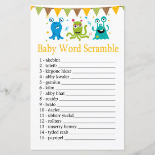 Jeu de mots mêlés pour bébé Monstres Mignons