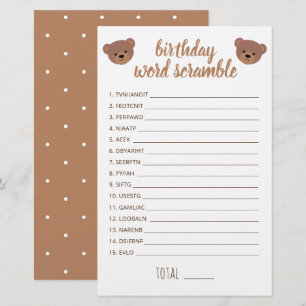 Jeu de mots mêlés pour l'anniversaire de bébé avec