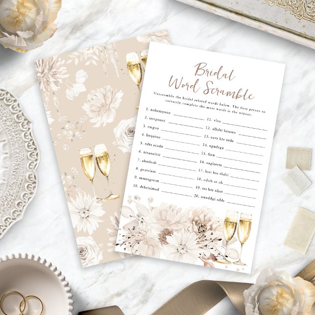 Jeu de mots mêlés pour mariage champagnisé (Champagne Bridal Word Scramble Game
)