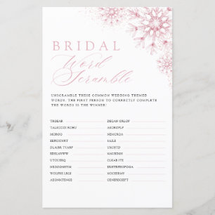 Jeu de mots mêlés pour mariage rose Neige en amour