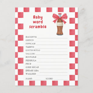 Jeu de mots mêlés pour une baby shower Soda