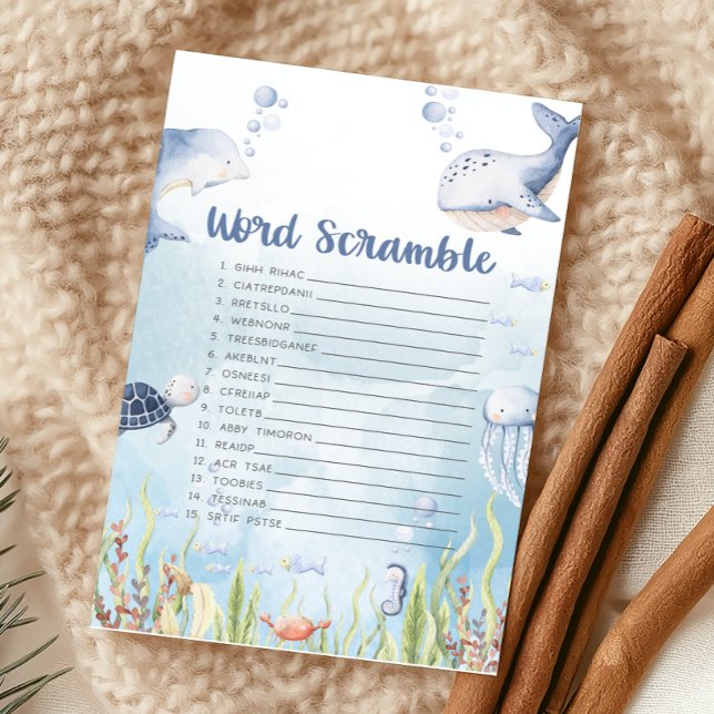 Jeu de mots mêlés sous la mer pour Baby Shower (Under the Sea Baby Shower Game)
