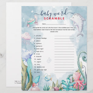 Jeu de mots mêlés 'Sous l'océan' pour une baby sho