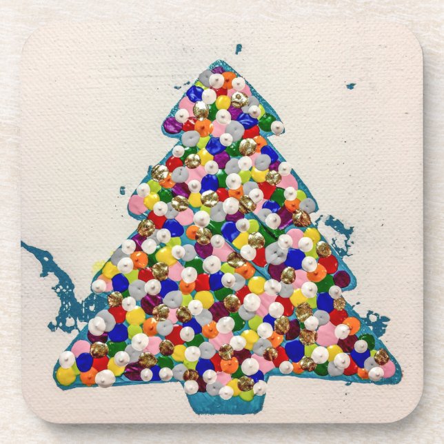 Jeu de Noël bleu de 6 Dessous de verre (Devant)
