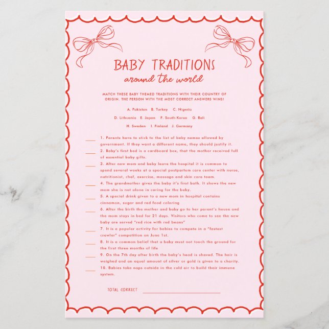 Jeu de Noël Traditions Bébé Arc Rose Rouge Dessiné (Devant)